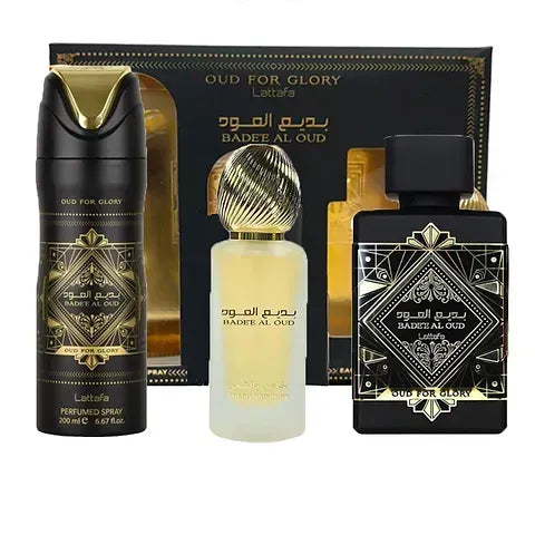 Estuche Lattafa Oud For Glory 3pzs Unisex